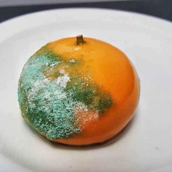 Orange parfait, bubblegum meringue powder