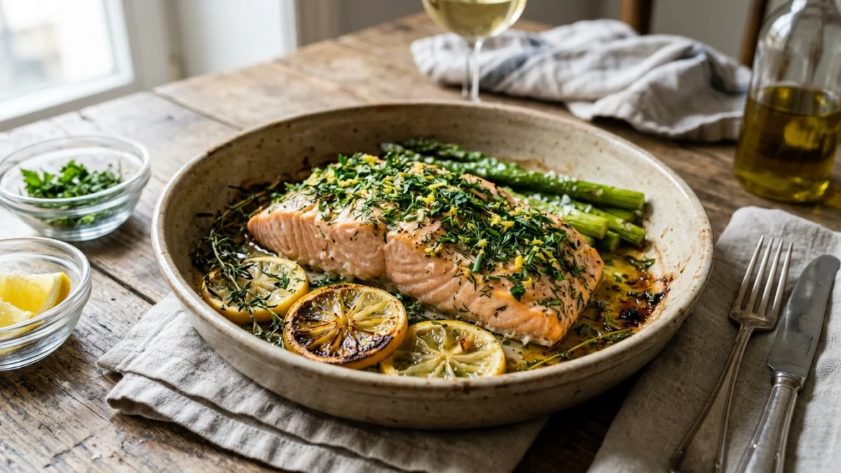 Filé de Salmão ao Forno com Ervas Finas e Limão Siciliano